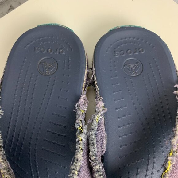 Crocs Classic Navy Blue Canvas Thong Flip Flops Sandals Big Kids J1 - Picture 7 of 10